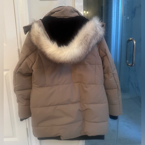 Noize Astrid Heavyweight Faux Fur Trim Puffer Jacket Sand Large - Picture 5 of 5